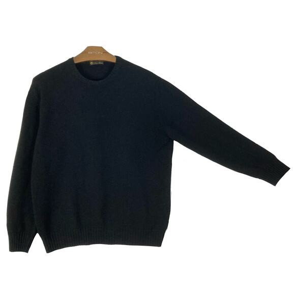 Nwot LORO PIANA Sweater Men~L~XL Unisex Chest 48”Cashmere ITALY Black Long-Sleev - Picture 1 of 7